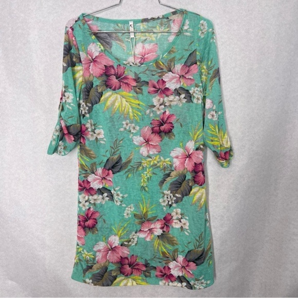 Pink Blush Maternity open weave floral tunic size large XL - Picture 1 of 6